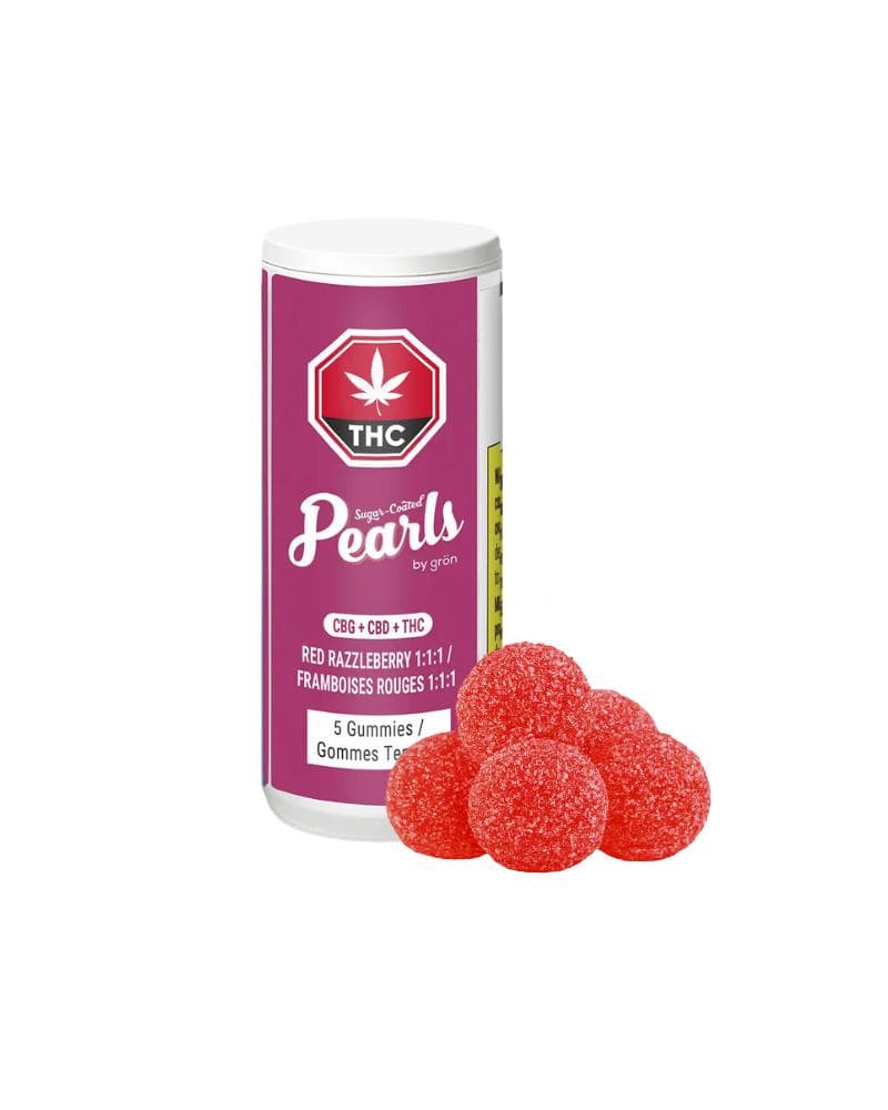 Pearls by gron - Red Razzleberry 1:1:1 CBG/CBD/THC 5 x 3.5g Soft Chews by Pearls by gron - Edibles