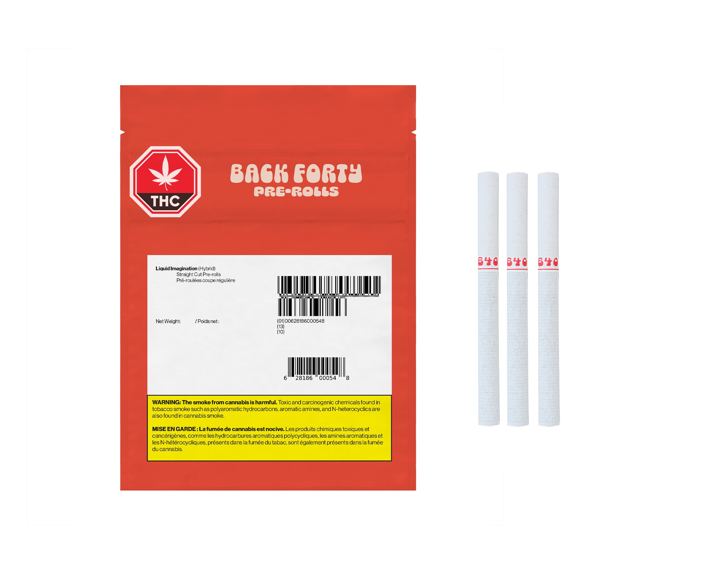 Back Forty - Liquid Imagination Straight Cut 3 x 0.75g Pre-Rolls by Back Forty - Pre-Rolls