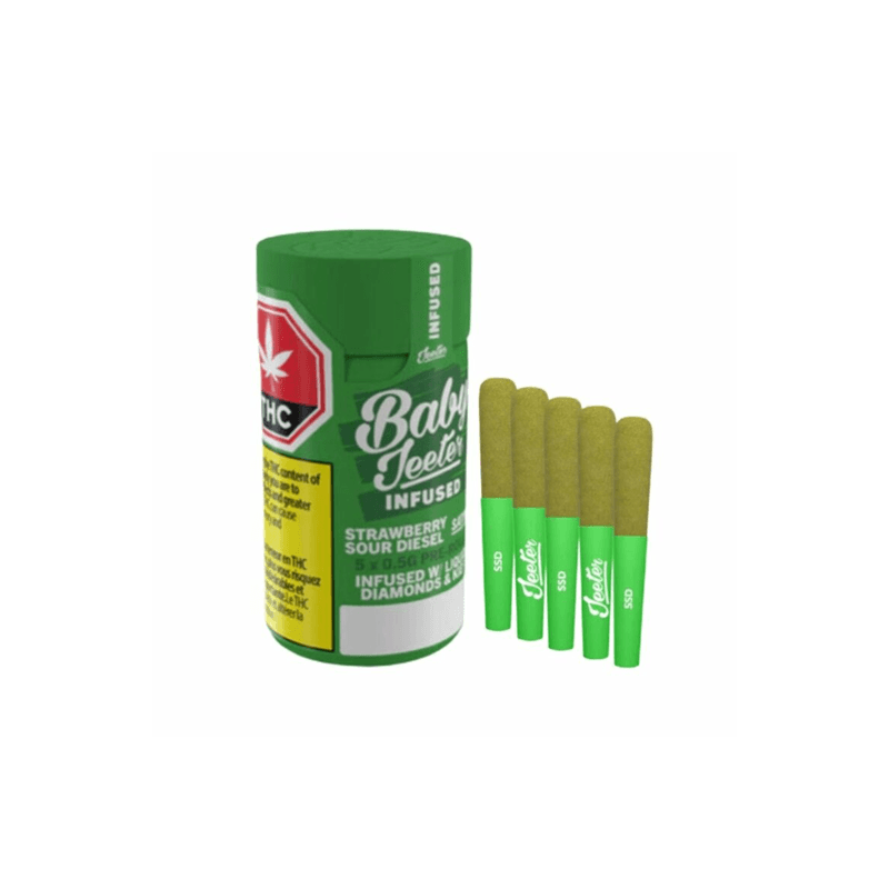 Jeeter Baby Jeeter Infused Strawberry Sour Diesel Pre-Rolls 5x0.5g 2.5g — Infused Pre-Rolls