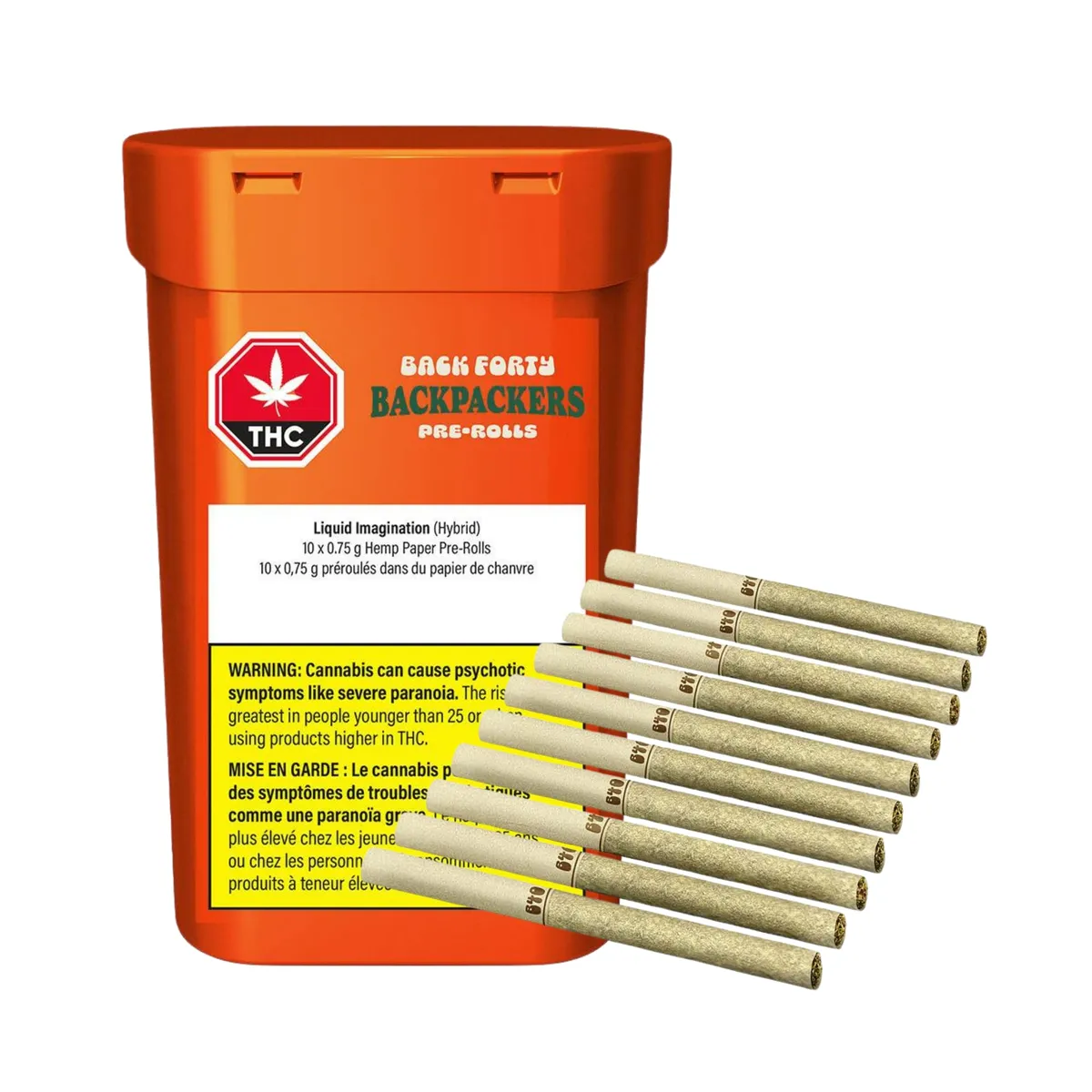 Back Forty Back Forty - Backpackers Liquid Imagination 10 x 0.75g Hemp paper Pre-Rolls 7.5g — Pre-Rolls